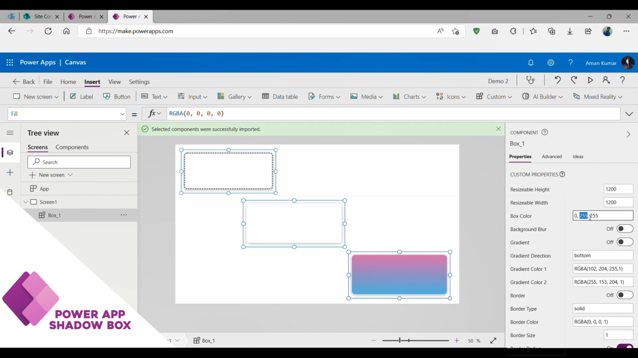 PowerApps Shadow Effect